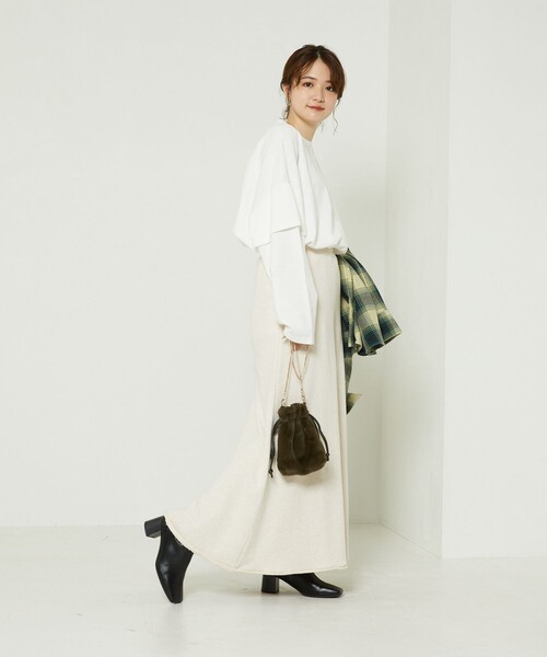 FREAK'S STORE（フリークスストア）の「裏毛マキシスカート（スカート・レディース・ピンク系その他/グレー/オフホワイト/ブラック・ﾌﾘ-）」の8枚目の写真