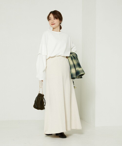 FREAK'S STORE（フリークスストア）の「裏毛マキシスカート（スカート・レディース・ピンク系その他/グレー/オフホワイト/ブラック・ﾌﾘ-）」の5枚目の写真