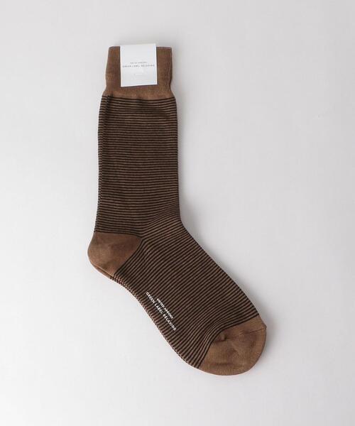 green label relaxing（グリーンレーベルリラクシング）の「OLT ＜green label relaxing＞ARM ミドルゲージ ミジンボーダー ソックス（ソックス/靴下・メンズ・ブラック/ブラウン/ネイビー・FREE）」の3枚目の写真
