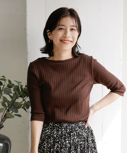 URBAN RESEARCH DOORS（アーバンリサーチドアーズ）の「針抜き6分袖カットソー（Tシャツ/カットソー・レディース・アイボリー/チャコールグレー/ブラウン・ONE）」の3枚目の写真