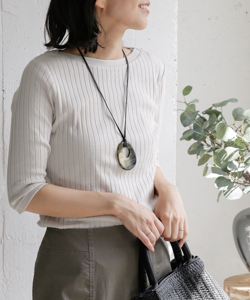 URBAN RESEARCH DOORS（アーバンリサーチドアーズ）の「針抜き6分袖カットソー（Tシャツ/カットソー・レディース・アイボリー/チャコールグレー/ブラウン・ONE）」の9枚目の写真