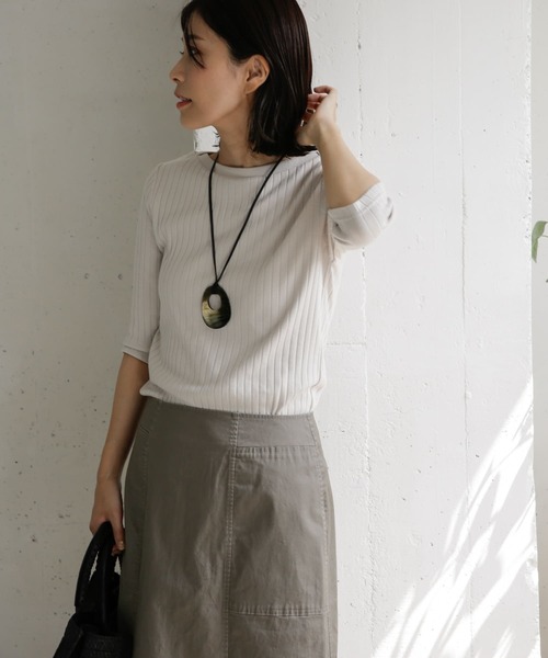 URBAN RESEARCH DOORS（アーバンリサーチドアーズ）の「針抜き6分袖カットソー（Tシャツ/カットソー・レディース・アイボリー/チャコールグレー/ブラウン・ONE）」の13枚目の写真