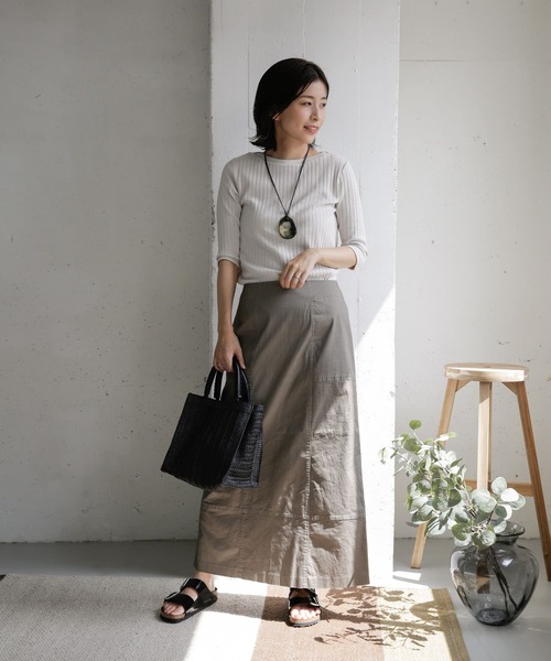 URBAN RESEARCH DOORS（アーバンリサーチドアーズ）の「針抜き6分袖カットソー（Tシャツ/カットソー・レディース・アイボリー/チャコールグレー/ブラウン・ONE）」の14枚目の写真