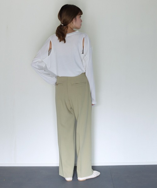 CLEIO（クレイオ）の「【CLEIO】ツイルストレートタックパンツ（その他パンツ・レディース・ベージュ/アイボリー・S/M）」の11枚目の写真