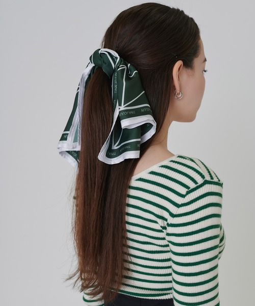 TINA：JOJUN（ティーナジョジュン）の「オリジナル柄 スカーフ TINA：JOJUN（バンダナ/スカーフ・レディース・ホワイト/ブラック/ベージュ/グリーン/ブラウン・F）」の5枚目の写真