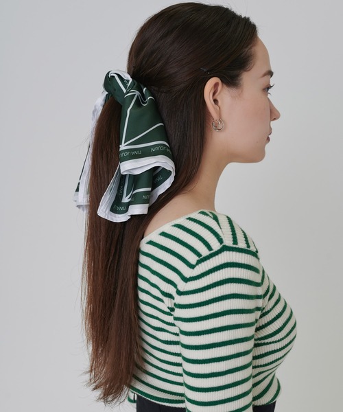 TINA：JOJUN（ティーナジョジュン）の「オリジナル柄 スカーフ TINA：JOJUN（バンダナ/スカーフ・レディース・ホワイト/ブラック/ベージュ/グリーン/ブラウン・F）」の20枚目の写真