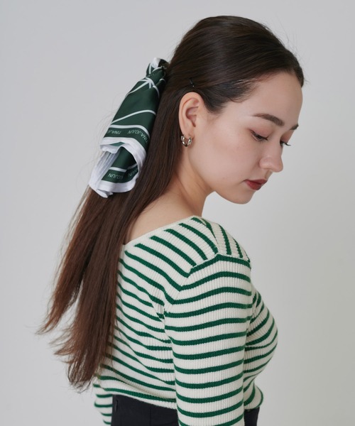 TINA：JOJUN（ティーナジョジュン）の「オリジナル柄 スカーフ TINA：JOJUN（バンダナ/スカーフ・レディース・ホワイト/ブラック/ベージュ/グリーン/ブラウン・F）」の10枚目の写真