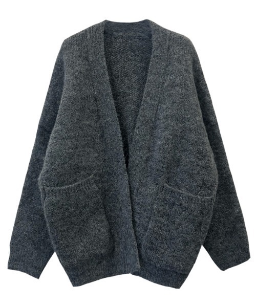 ACT（アクト）の「ウールタッチ ノーカラー ポケット付きニットジャケット（ノーカラージャケット・レディース・ベージュ/ダークグレー・S/M/L/XL）」の13枚目の写真