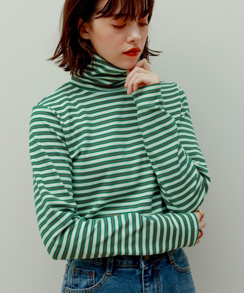 Birthday room（バースデイルーム）の「マルチボーダータートルネックプルオーバー（Tシャツ/カットソー・レディース・アイボリー/ミント・FREE）」の19枚目の写真