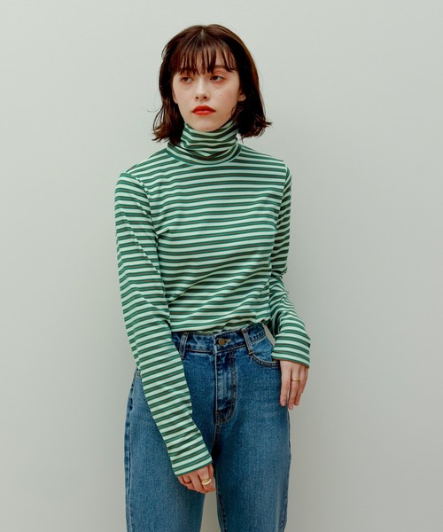 Birthday room（バースデイルーム）の「マルチボーダータートルネックプルオーバー（Tシャツ/カットソー・レディース・アイボリー/ミント・FREE）」の16枚目の写真