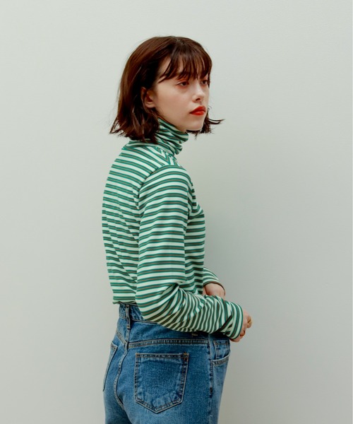 Birthday room（バースデイルーム）の「マルチボーダータートルネックプルオーバー（Tシャツ/カットソー・レディース・アイボリー/ミント・FREE）」の17枚目の写真