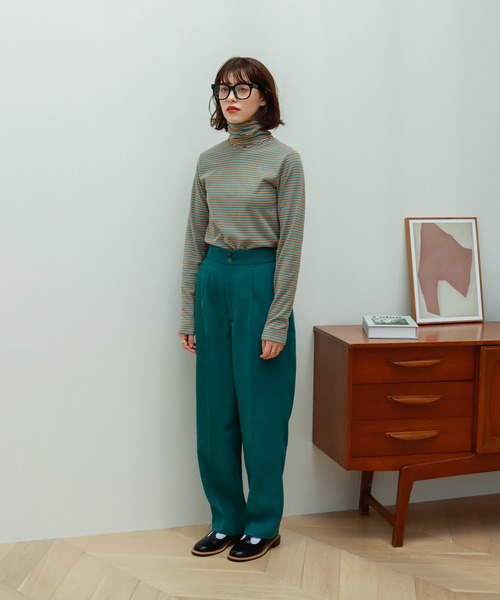 Birthday room（バースデイルーム）の「マルチボーダータートルネックプルオーバー（Tシャツ/カットソー・レディース・アイボリー/ミント・FREE）」の6枚目の写真