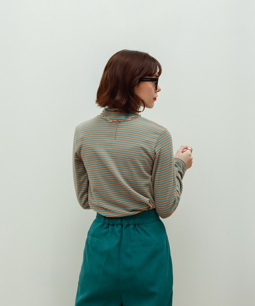 Birthday room（バースデイルーム）の「マルチボーダータートルネックプルオーバー（Tシャツ/カットソー・レディース・アイボリー/ミント・FREE）」の8枚目の写真