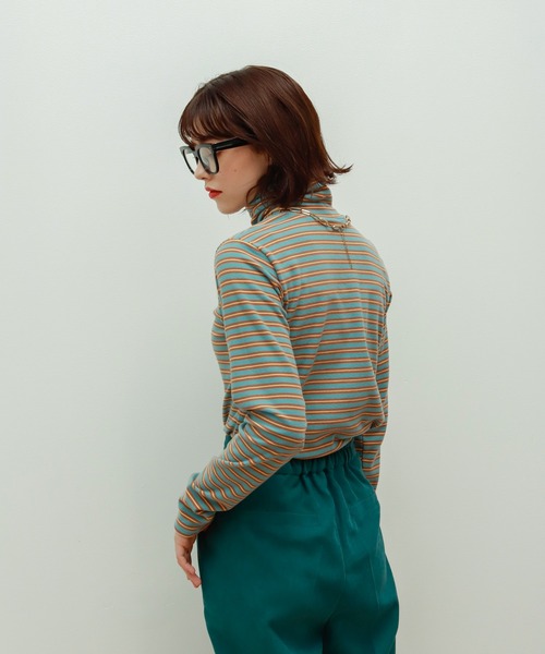 Birthday room（バースデイルーム）の「マルチボーダータートルネックプルオーバー（Tシャツ/カットソー・レディース・アイボリー/ミント・FREE）」の7枚目の写真