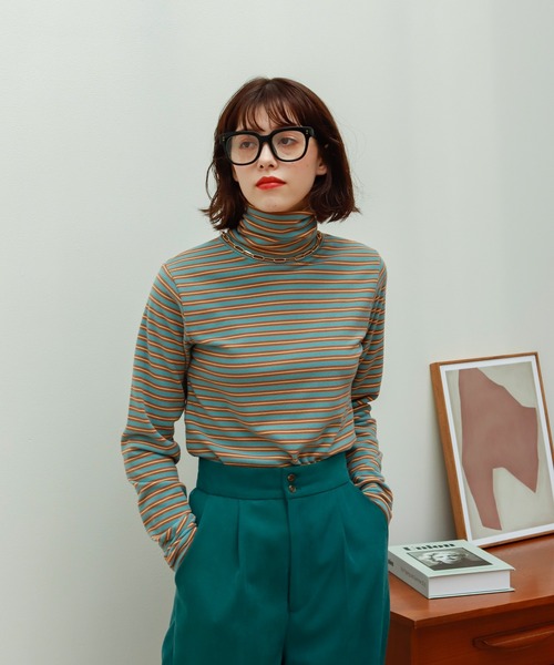 Birthday room（バースデイルーム）の「マルチボーダータートルネックプルオーバー（Tシャツ/カットソー・レディース・アイボリー/ミント・FREE）」の10枚目の写真