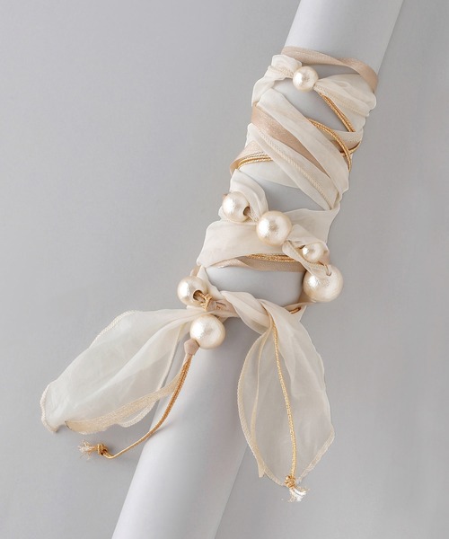 確認　ヘアゴム　花フリルリボン　505　白　白鳥　スワン 確認 ヘアゴム 花フリルリボン 505 白 白鳥 スワン flower｜フラワー