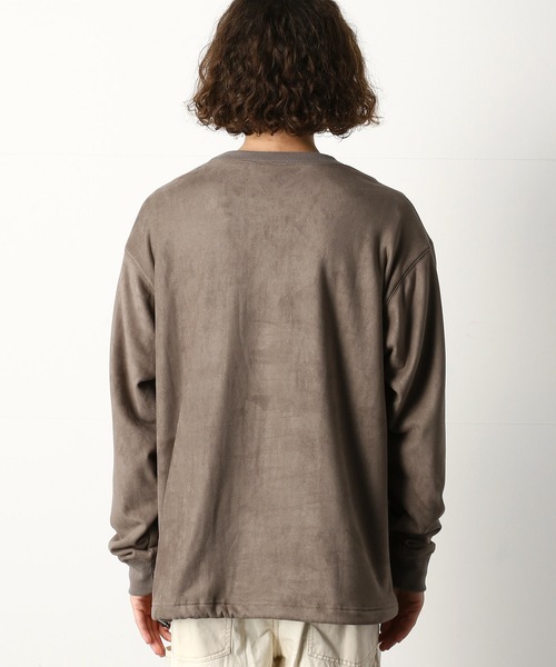 Purple&Yellow（パープルアンドイエロー）の「カットスエード裏起毛クルーネックビッグプルオーバー（Tシャツ/カットソー・メンズ・アイボリー/ライトピンク/グレイッシュベージュ・SMALL/MEDIUM/LARGE）」の12枚目の写真