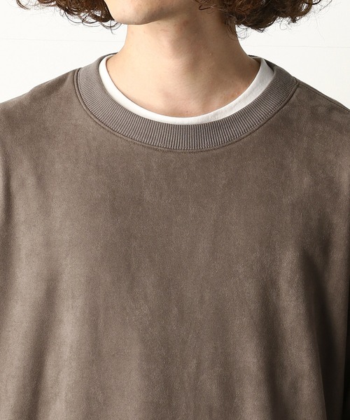 Purple&Yellow（パープルアンドイエロー）の「カットスエード裏起毛クルーネックビッグプルオーバー（Tシャツ/カットソー・メンズ・アイボリー/ライトピンク/グレイッシュベージュ・SMALL/MEDIUM/LARGE）」の21枚目の写真