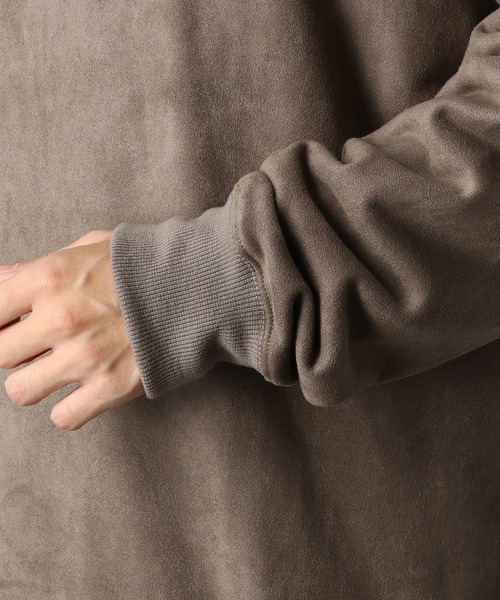 Purple&Yellow（パープルアンドイエロー）の「カットスエード裏起毛クルーネックビッグプルオーバー（Tシャツ/カットソー・メンズ・アイボリー/ライトピンク/グレイッシュベージュ・SMALL/MEDIUM/LARGE）」の5枚目の写真