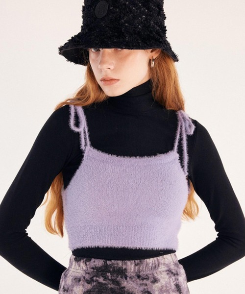 SCULPTOR（スカルプター）の「SCULPTOR Fuzzy Self-Tie Bustier / スカルプター セルフタイ ビスチェ（その他トップス・レディース・グリーン/パープル/ブラック・FREE）」の3枚目の写真