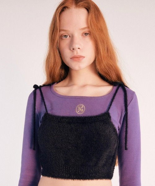 SCULPTOR（スカルプター）の「SCULPTOR Fuzzy Self-Tie Bustier / スカルプター セルフタイ ビスチェ（その他トップス・レディース・グリーン/パープル/ブラック・FREE）」の2枚目の写真