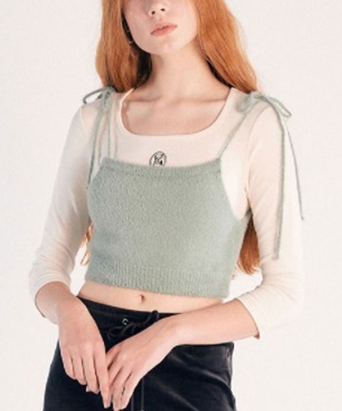 SCULPTOR（スカルプター）の「SCULPTOR Fuzzy Self-Tie Bustier / スカルプター セルフタイ ビスチェ（その他トップス・レディース・グリーン/パープル/ブラック・FREE）」の8枚目の写真