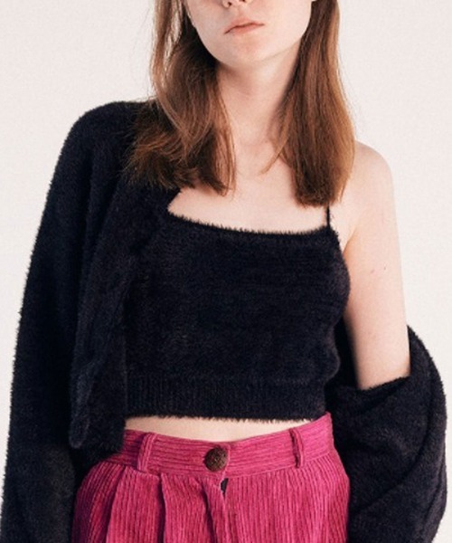 SCULPTOR（スカルプター）の「SCULPTOR Fuzzy Self-Tie Bustier / スカルプター セルフタイ ビスチェ（その他トップス・レディース・グリーン/パープル/ブラック・FREE）」の4枚目の写真