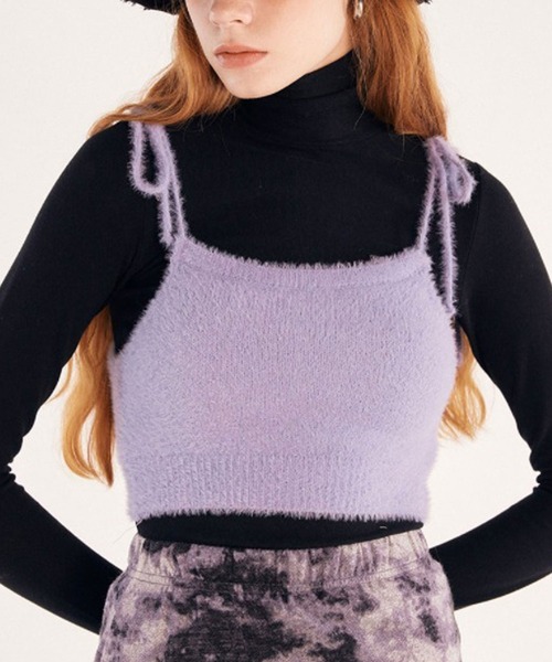 SCULPTOR（スカルプター）の「SCULPTOR Fuzzy Self-Tie Bustier / スカルプター セルフタイ ビスチェ（その他トップス・レディース・グリーン/パープル/ブラック・FREE）」の5枚目の写真