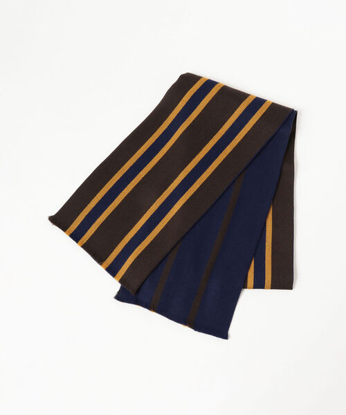 GIERRE（ジエレ）の「GIERRE / ウールシルク スクールマフラー（マフラー・メンズ・ブラック/ネイビー/ブラウン・ONE SIZE）」の8枚目の写真