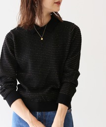SLOBE IENA | ラメボーダー襟付きプルオーバー【手洗い可能】◆(ニット/セーター)