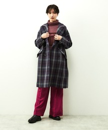 チェックロングコート