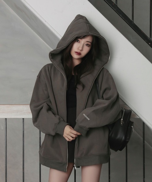 ANDGEEBEE（アンジービー）の「UNISEX フルジップパーカー（パーカー・レディース・チャコールグレー/ブラック・MEDIUM）」の11枚目の写真