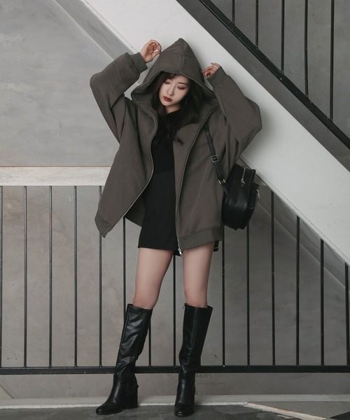 ANDGEEBEE（アンジービー）の「UNISEX フルジップパーカー（パーカー・レディース・チャコールグレー/ブラック・MEDIUM）」の15枚目の写真