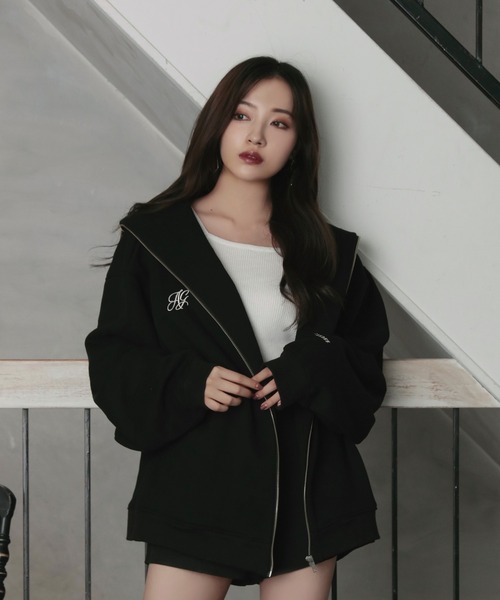 ANDGEEBEE（アンジービー）の「UNISEX フルジップパーカー（パーカー・レディース・チャコールグレー/ブラック・MEDIUM）」の18枚目の写真