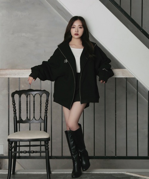 ANDGEEBEE（アンジービー）の「UNISEX フルジップパーカー（パーカー・レディース・チャコールグレー/ブラック・MEDIUM）」の16枚目の写真