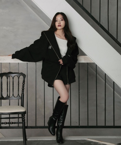 ANDGEEBEE（アンジービー）の「UNISEX フルジップパーカー（パーカー・レディース・チャコールグレー/ブラック・MEDIUM）」の14枚目の写真