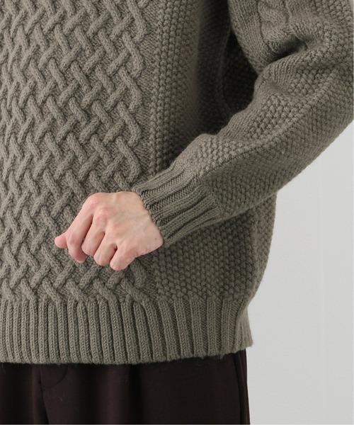 EDIFICE SELECT（エディフィスセレクト）の「【walenode / ウェルノード 】Mongolian wool アランセーター（ニット/セーター・メンズ・カーキ/ネイビー・1/2）」の5枚目の写真