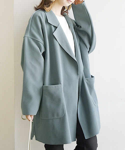 and it_（アンドイット）の「フェイクウールオーバーチェスターコート（チェスターコート・レディース・ブラック/ブルー/ブラウン・M）」の10枚目の写真