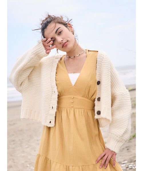 To the sea(トゥーザシー)の「2WAYショートニット(ニット/セーター・レディース・オフホワイト/イエロー系その他/ミント・FREE)」の15枚目の写真