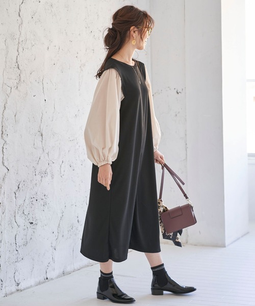 BELLUNA PLUS（ベルーナ）の「ボリュームスリーブデザインワンピース（ワンピース・レディース・ブラック・MEDIUM/LARGE）」の13枚目の写真
