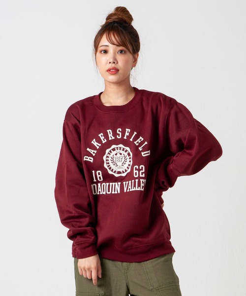 GGD（ジージーディー）の「レトロ プリント 裏起毛 トレーナー（スウェット・レディース・ブラック/ブルー/レッド/グレー・LL/M/L）」の4枚目の写真