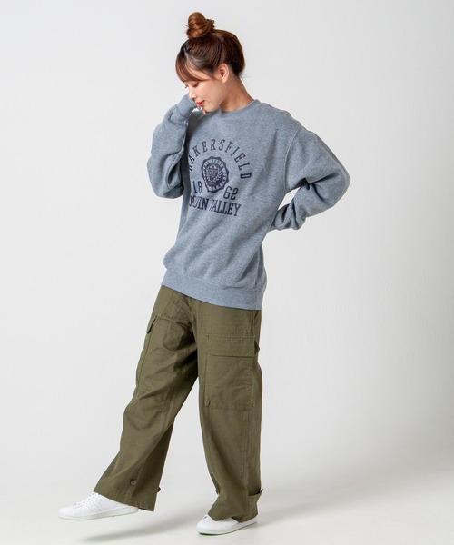 GGD（ジージーディー）の「レトロ プリント 裏起毛 トレーナー（スウェット・レディース・ブラック/ブルー/レッド/グレー・LL/M/L）」の8枚目の写真