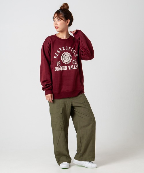 GGD（ジージーディー）の「レトロ プリント 裏起毛 トレーナー（スウェット・レディース・ブラック/ブルー/レッド/グレー・LL/M/L）」の10枚目の写真