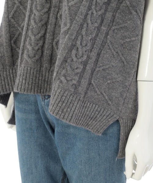 Edit Sheen（エディットシーン）の「ケーブル編みVネックニットベスト（ニット/セーター・レディース・ブラック/グレー/モカ・MEDIUM）」の11枚目の写真