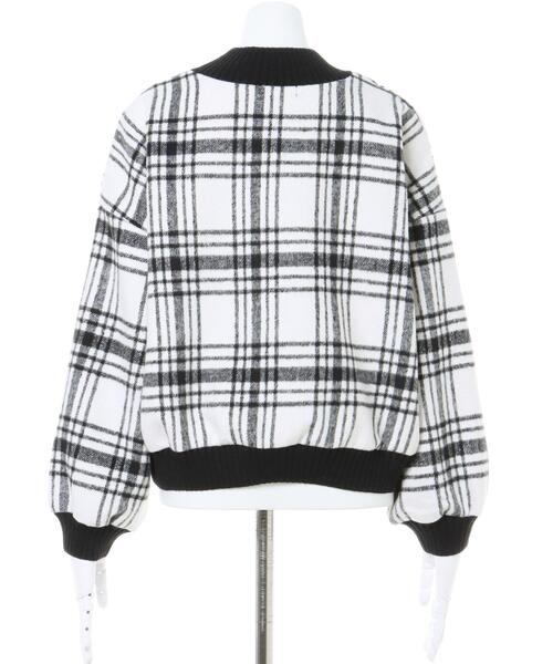INGNI(イング)の「ニットリブ起毛チェックトップス(Tシャツ/カットソー・レディース・ホワイト×ブラック/ブラック×ホワイト・M)」の6枚目の写真