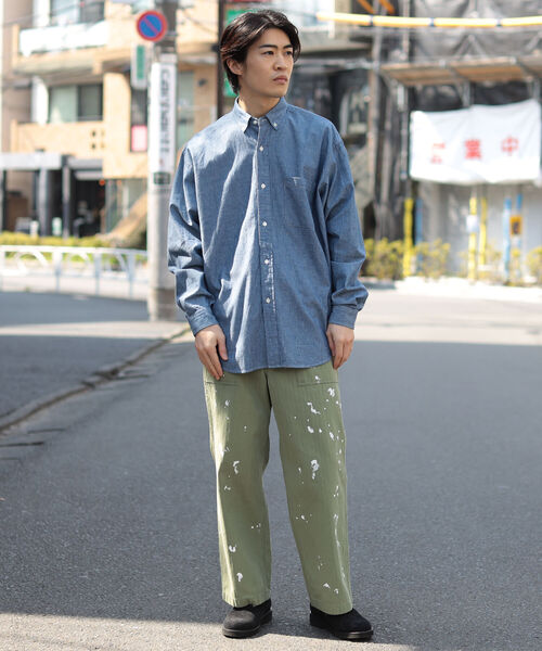 BEAMS（ビームス）の「BEAMS / ワーク イージー ボタンダウン シャツ（シャツ/ブラウス・メンズ・ベージュ/ブルー・SMALL/MEDIUM/LARGE/X-LARGE）」の7枚目の写真