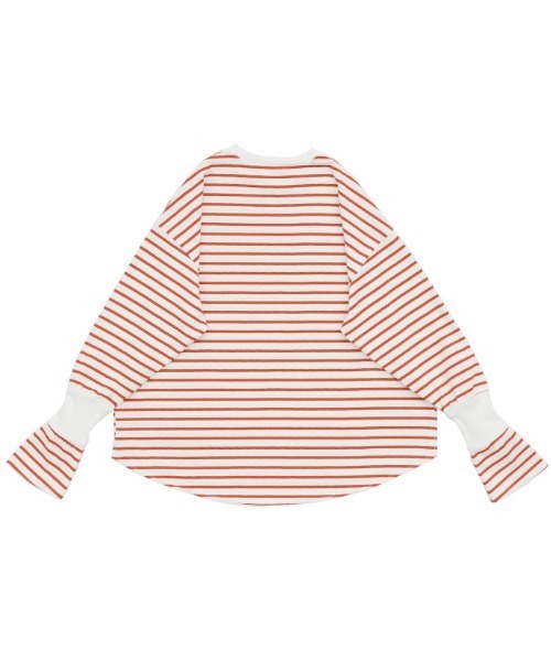 リブデザインボーダーロングTシャツ（Tシャツ/カットソー