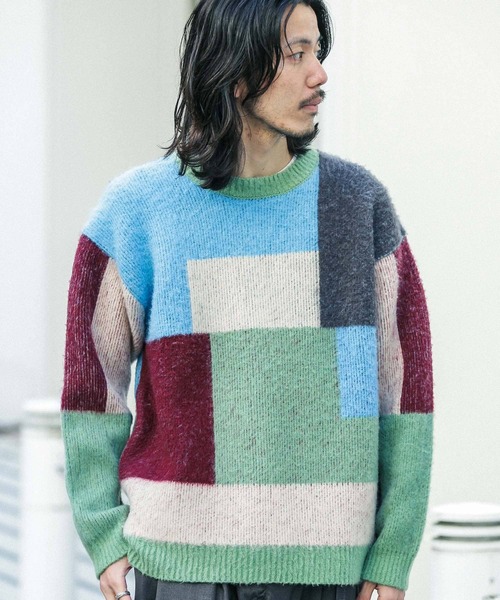 URBAN RESEARCH Sonny Label（アーバンリサーチサニーレーベル）の「モヘアライクブロックプルオーバー（ニット/セーター・メンズ・ブラウン系その他/グレー系その他/その他1・LARGE/MEDIUM）」の4枚目の写真