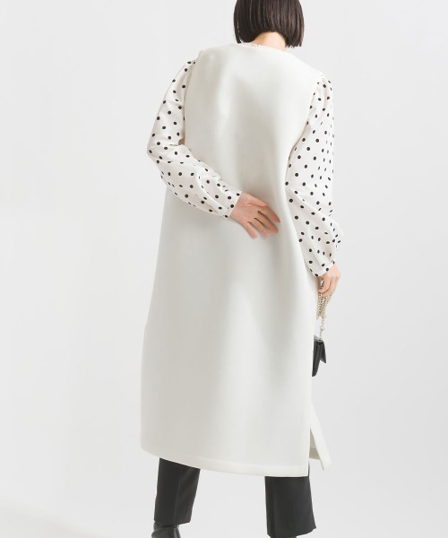 PICCIN（ピッチン）の「ダンボールニットポケットパールジレ（ベスト・レディース・ブラック/オフホワイト・M）」の15枚目の写真