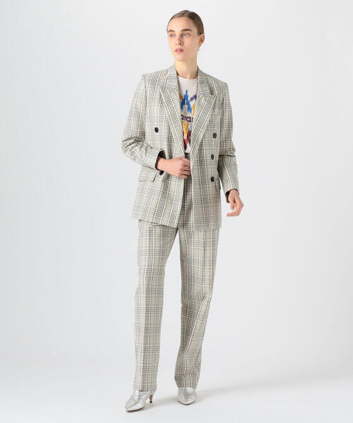 ISABEL MARANT（イザベルマラン）の「ISABEL MARANT ETOILE LEAGAYA コットンナイロン チェックダブルブレストジャケット（テーラードジャケット・レディース・ホワイト系その他・34）」の2枚目の写真